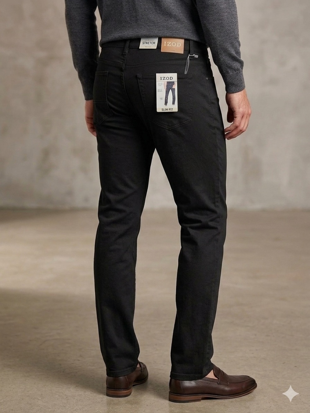 Izod Men's Slim Straight Black Jeans